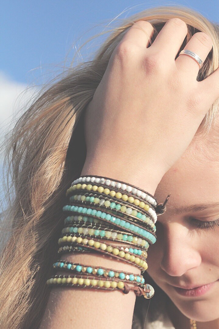 Sparrow & Lilly Semi precious gemstone beaded wrap bracelets