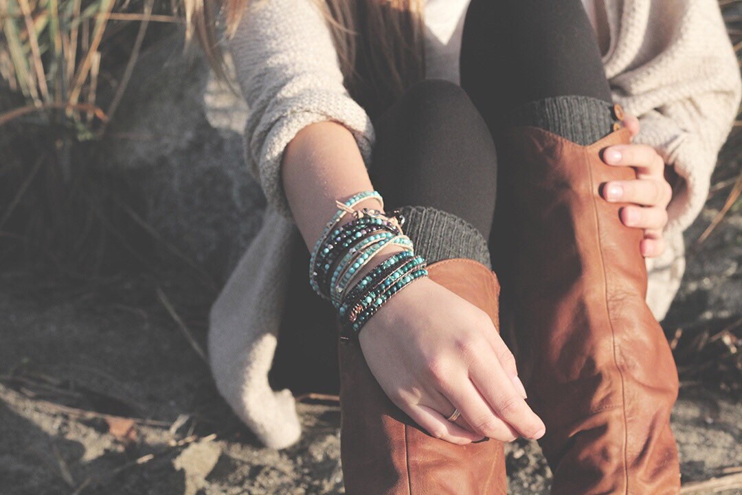 Sparrow & Lilly Semi precious gemstone beaded wrap bracelets