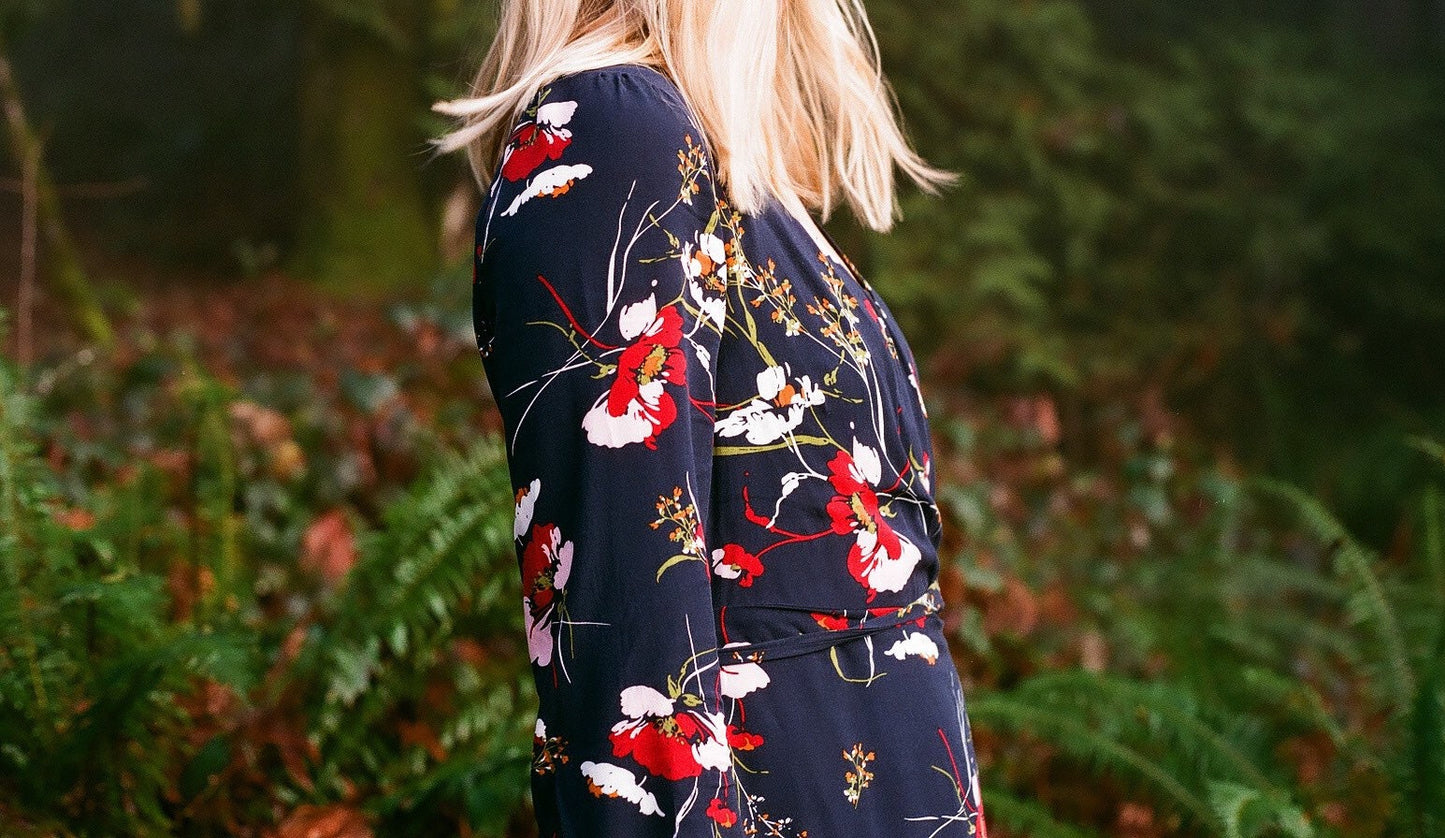 Sparrow & Lilly Fall Floral Long Sleeve Wrap Dress