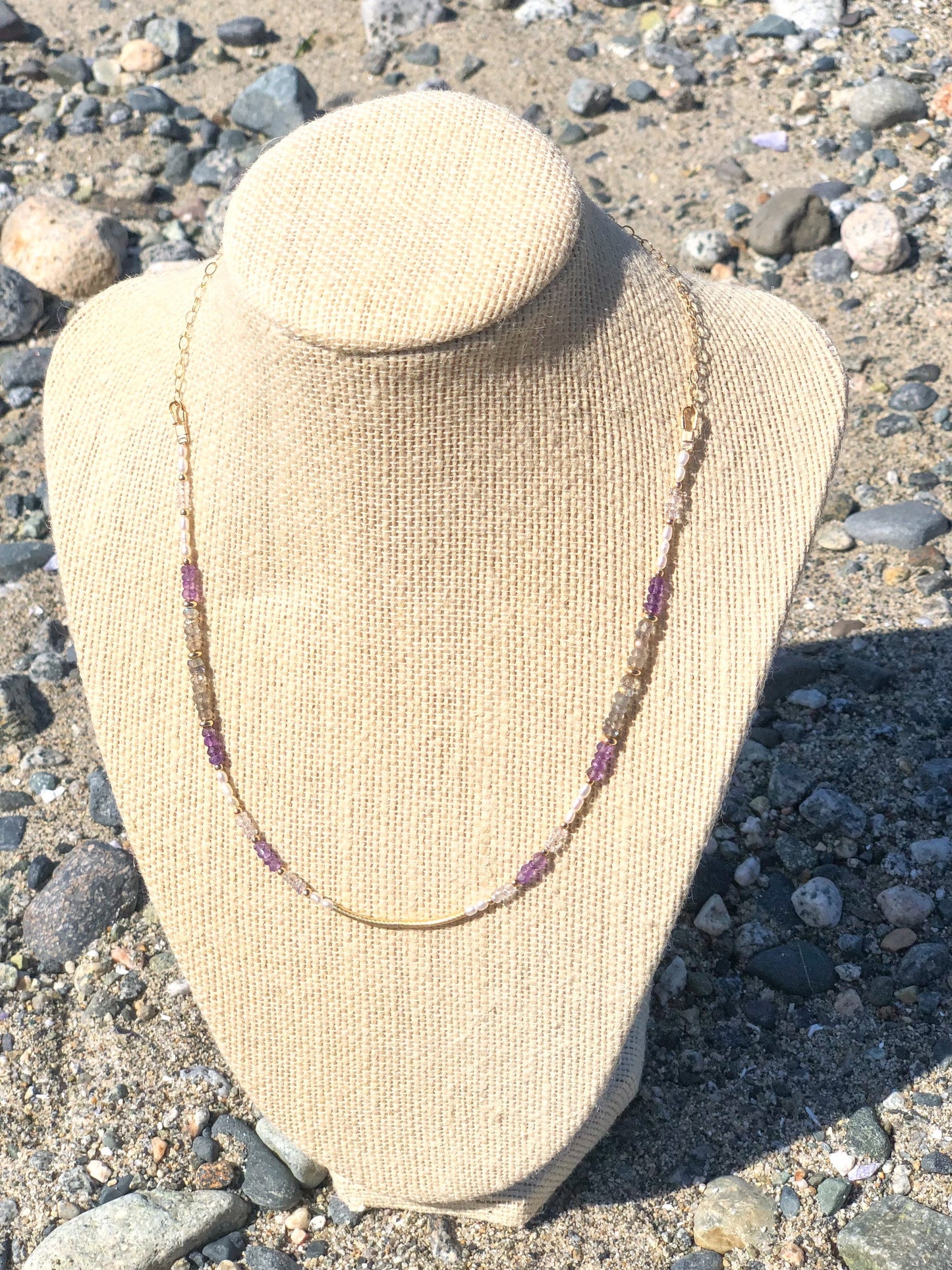 Sparrow &  Lilly “Tahiti” Amethyst and Labradorite gemstone necklace