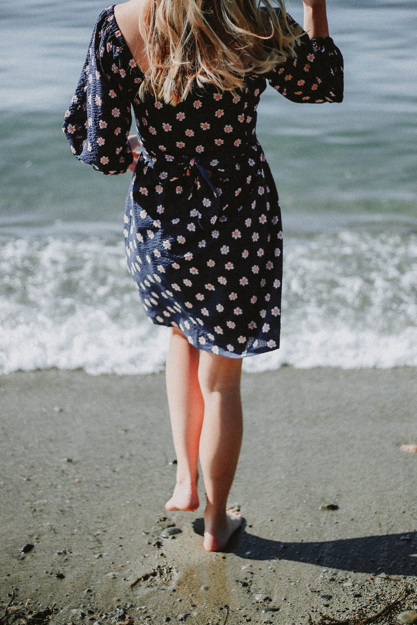 Sparrow & Lilly Navy Floral Long Sleeve Wrap Dress